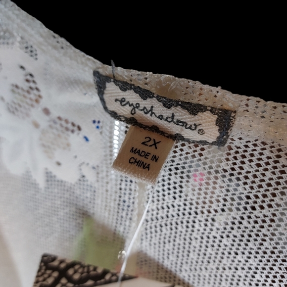 Eyeshadow NWT 2X Ivory Elegant lace Kimono 3/4 sleeve - Picture 5 of 14